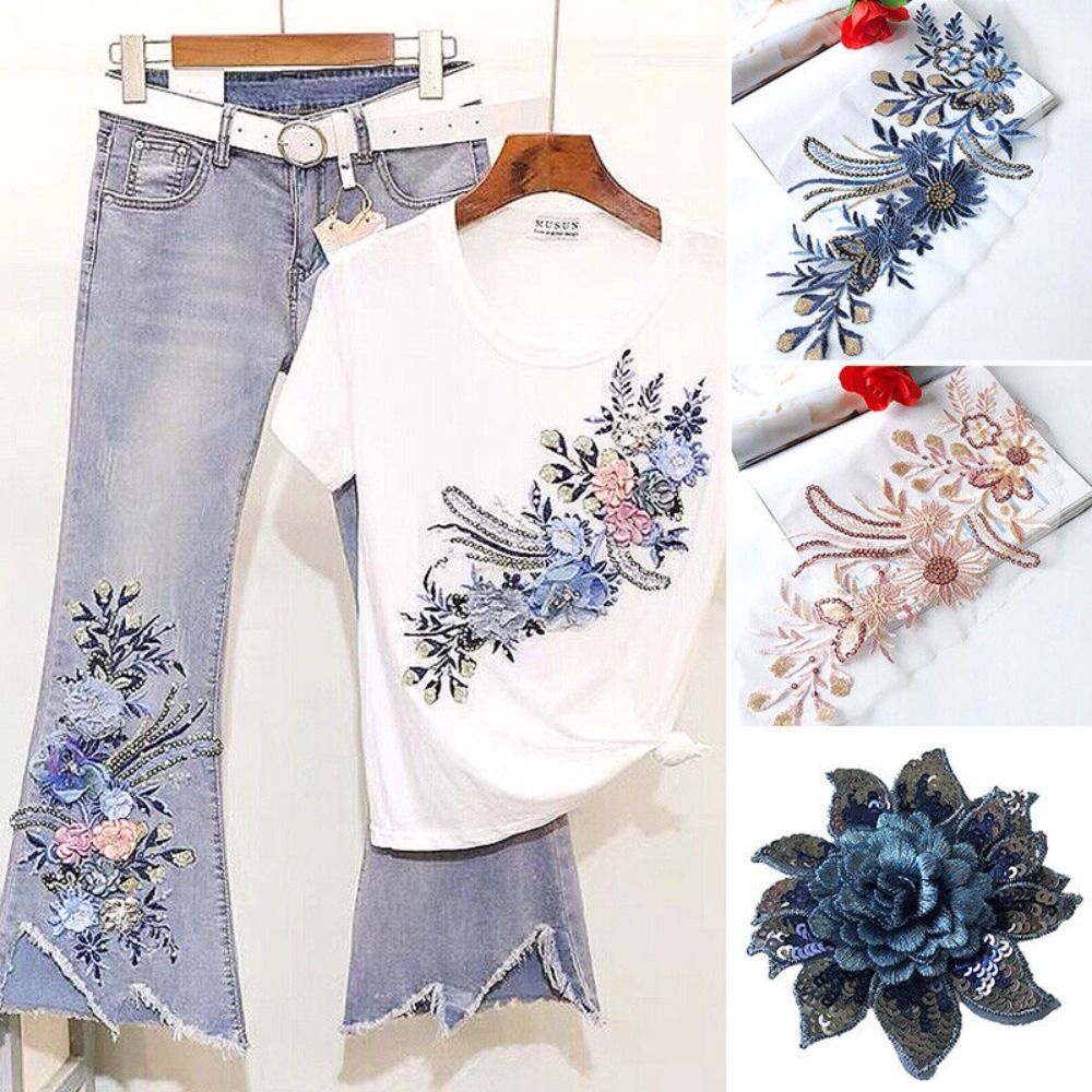 Applique Patch Flower - Polyester Mesh Embroidery Flower Lace Patch