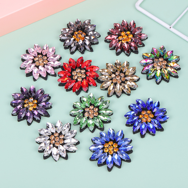 Applique Patch Flower - 5PCS Sequined crystal beaded flower handmade