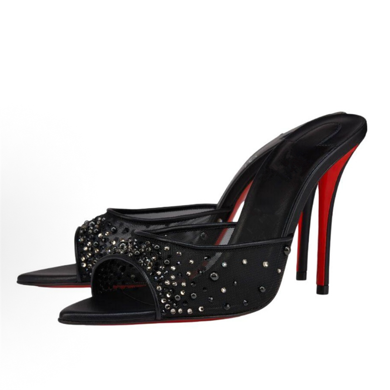 2026 Luxury Mesh Backless Mule - Sew On Rhinestone recension och pris