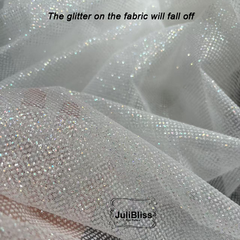 Shimmering White Glitter Tulle - Sequin Fabric Panel recension och pris