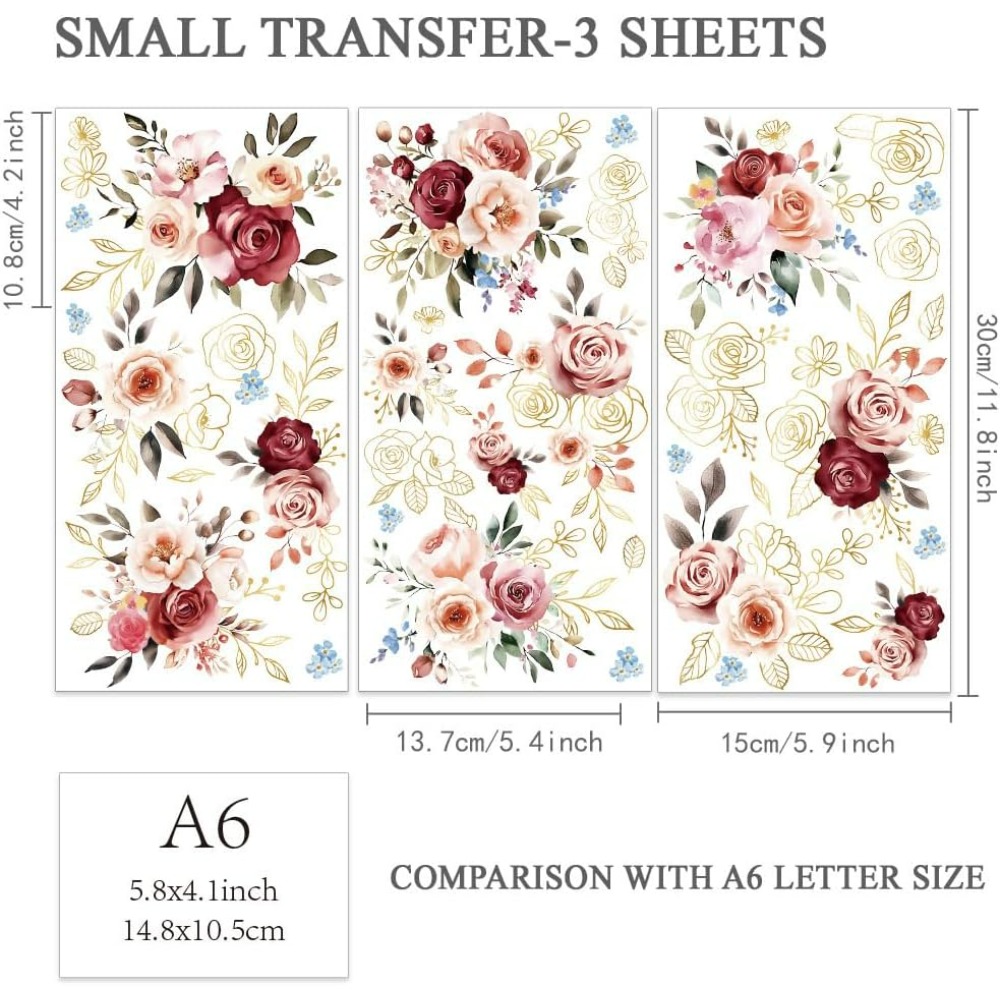 3pcs/Set Watercolor Roses Rub  - Embellishment Crafts recension och pris