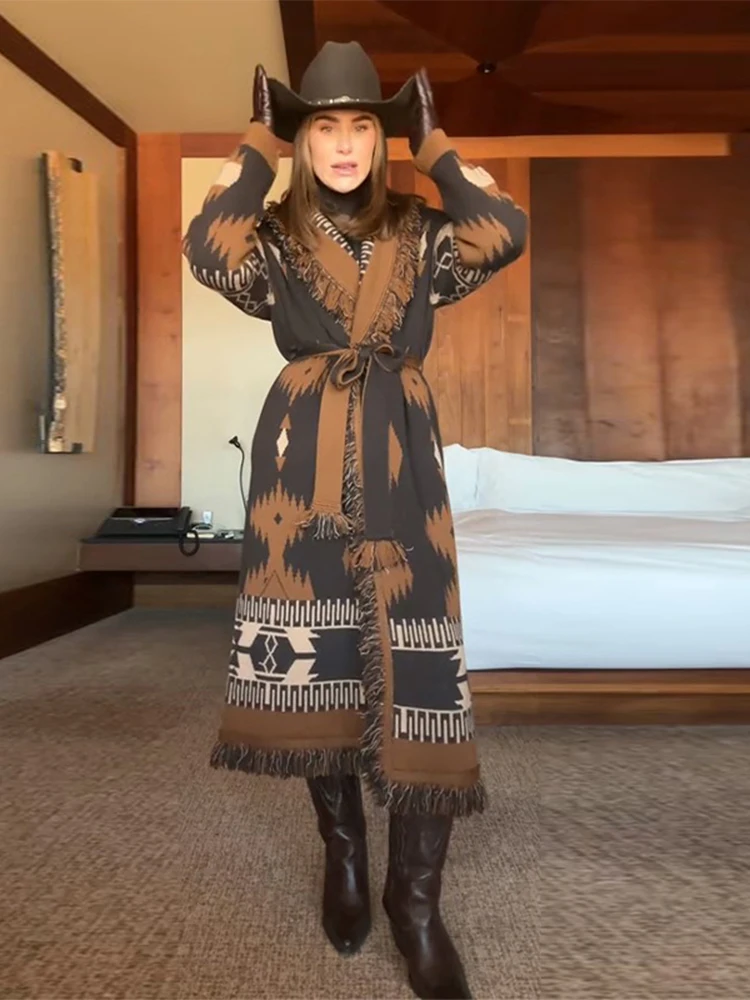 Tassels Print Women's Long Car - Tassel Fringe Trim recension och pris